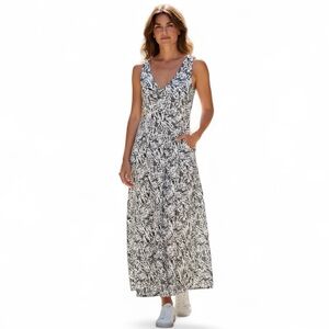 2bella Abstract Black White Maxi Dress Size S